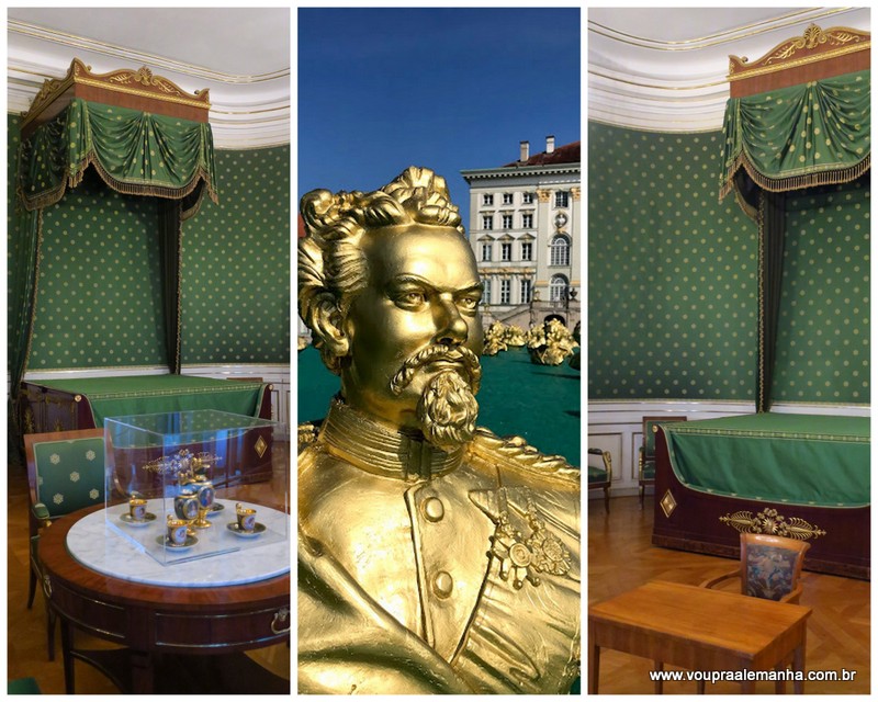 O quarto decorado em verde, onde nasceu o Rei Luís II da Baviera