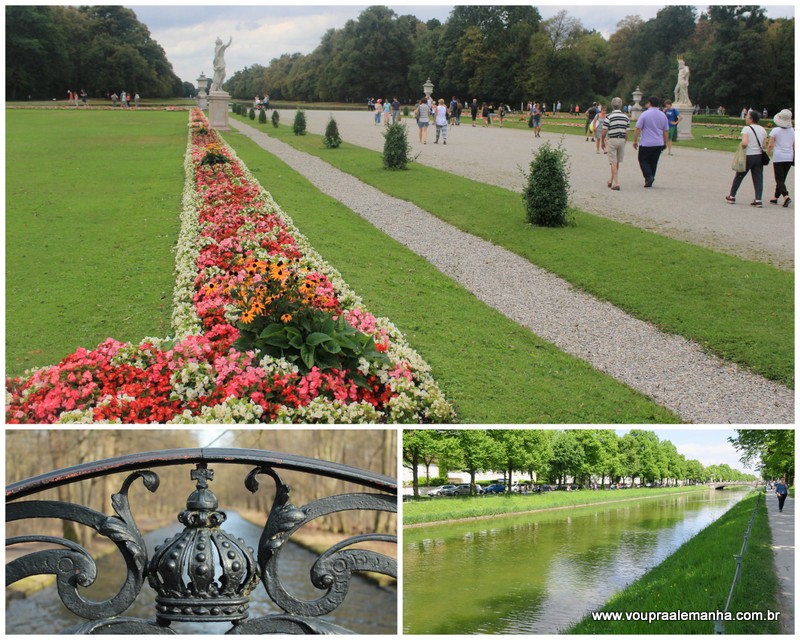 Os imensos jardins, o parque e os canais do Palácio Nymphenburg