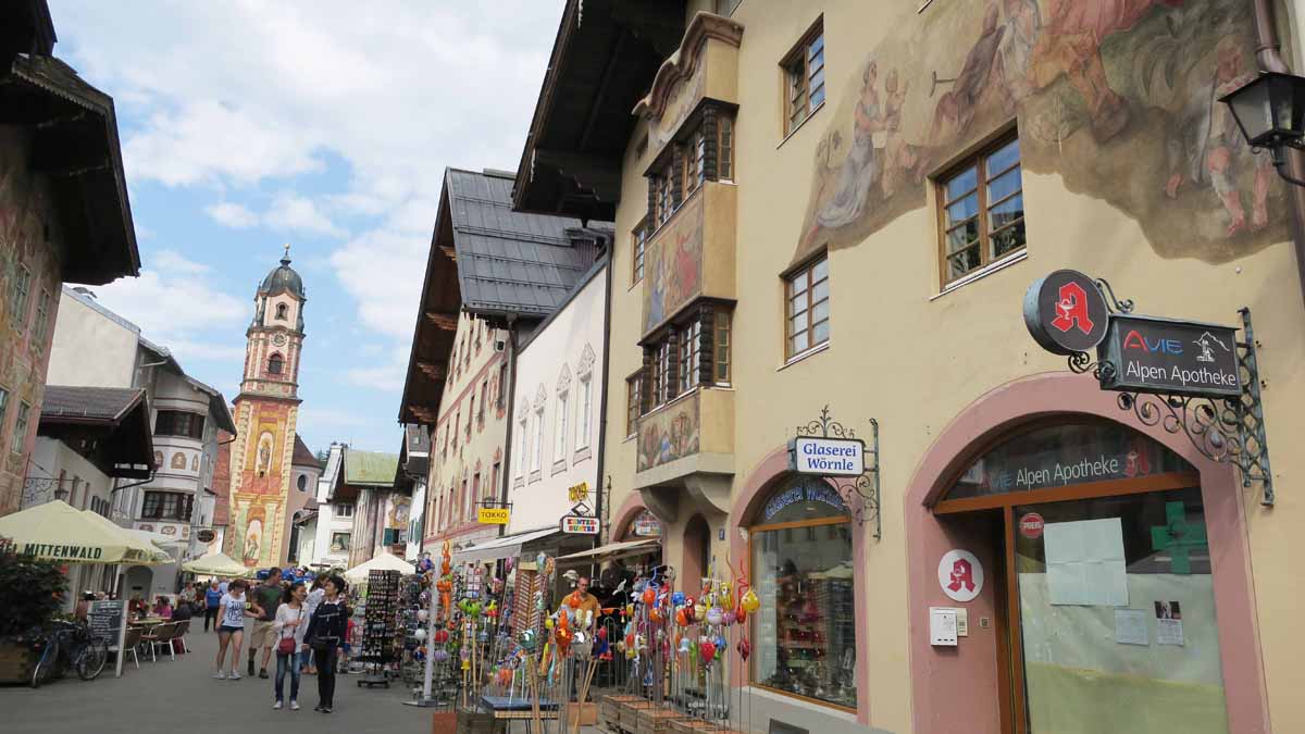 Centro de Mittenwald, na Rota dos Alpes